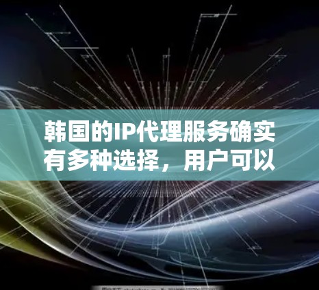 韩国的IP代理服务确实有多种选择,用户可以根据自己的需求和情况来选择合适的代理。以下是一些常见的韩国IP代理公司及其特点 韩国的IP代理服务确实有多种选择,用户可以根据自己的需求和情况来选择合适的代理。以下是一些常见的韩国IP代理公司及其特点